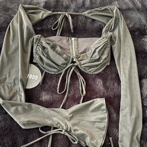 Black Long Sleeve Bra Top